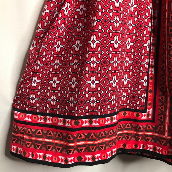 Tribal Orange/Red/Black Geometric Pocket SunDress by White House Black Market - Picture 5 of 8